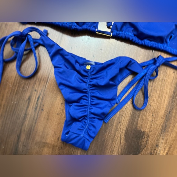 Adara Bikini Size Large Royal Blue Miami Style Cheeky Triangle Tanning Beach New - Picture 3 of 10